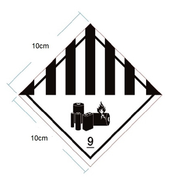 IATA DGR Hazard Class 9 Lithium Batteries Label 10x10cm
